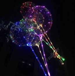 LED Bobo Balloon With 31.5inch Stick 3M String Balloon LED Light Christmas Halloween Birthday Balloons Party Decor Bobo Balloons DHF57