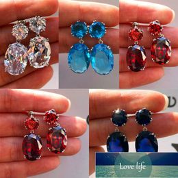 Big Zircon earrings Luxury Crystal Cubic Zircon Stud Earrings Wedding Jewellery Big Pink Stone Bohemia Earrings for Women Girl's Factory price expert