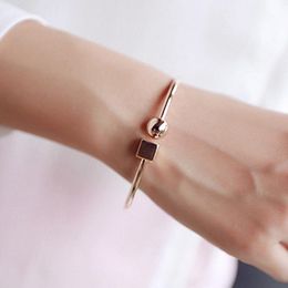 Bangle Fashion Bracelet Square Round Geometric Opening Thin Korean For Women 2021 Trend Jewellery S