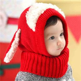 Christmas Red Cap With Scarv Funny Scarf Baby Toddler Boy Winter Knitted Hat For Autumn Winter