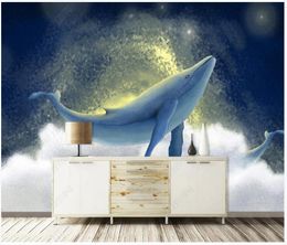 Custom photo wallpapers for walls 3d murals wallpaper Modern Nordic hand-painted cartoon dolphin TV background wall mural decoration