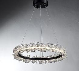 Post-modern living room chandelier modern light luxury crystal lamp circular ring creative artist bedroom dining room lamp