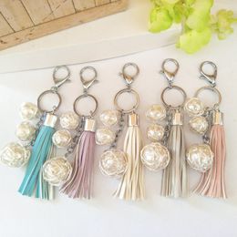 Simple Luxury Tassel Fringe PU Leather Keychain Purse Bag Buckle HandBag Pendant For Car Key ring Holder Women Jewellery