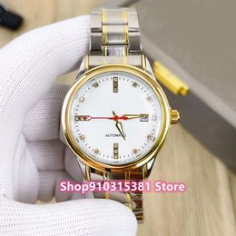 Business Men Automatic Mechanical Geometric Number Watches Yellow Gold Stainless Steel Sport Date Wristwatch Male clock 40mm