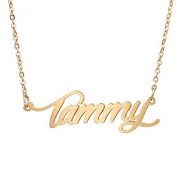 Anhänger Halsketten Tammy Name Halskette personalisierte Edelstahl Frauen Choker 18 Karat vergoldet Alphabet Brief Schmuck Freunde Geschenk