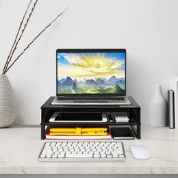2-Tier Monitor Stand Riser, Metal Desk Organizer Stand with Anti-Slip Suction Cup for Laptop, Computer, iMac, Pc, Printer