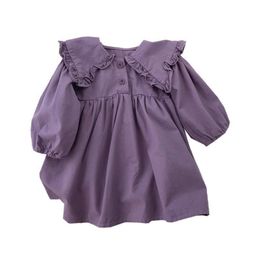 Girl's Dresses Girl Dress Solid Purple White Spring Autumn For Baby Infant Kids Clothes Princess Girls Long Sleeve