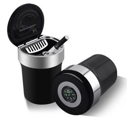 Easy Clean Up Detachable Ashtray with Lid Compass LED Light and Removable Lighter for Most Car Cup Holder Automotive