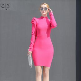 Sexy Bodycon Bandage Dresses Women Fashion Long Sleeve Party Celebrity Clubwear Midi Dress Female Clothing 210515