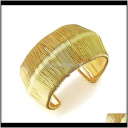 Wire Cuff Bracelets Gold Color Wide Statement Afican Jewelry 2021 Handmade Accessories Njjax Link Chain 5Dykf