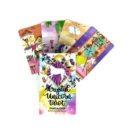 New Style Crystal Unicorn Tarot Cards Mystical Guidance Divination Entertainment Partys Board Game Supports Wholesale