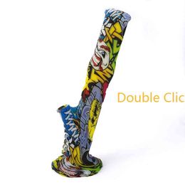 Silicone Bong tube bong water hookah shisha 14 inches colorful bongs with downstem and glass water smoking pipes hookahs