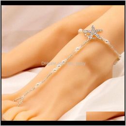 Anklets Drop Delivery 2021 Fashion Simulation Starfish Anklet Women Boho Pearl Foot Bride Wedding Jewellery Xb4Z# Mkxsc
