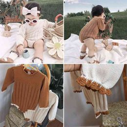 Baby Girl Winter Knit Romper Lovely Cute Long Sleeve Rompers Clothes Toddler Knitted Onesie 210619