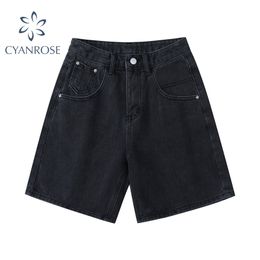 Summer High Waist Denim Shorts Women Casual Loose Ladies Fashion Plus Size Fashion Button Wide Leg Short Jeans Female 210715