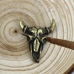 whole 20 pcs/ lot metal vintage buffalo bull head skull badge brooch collar pin