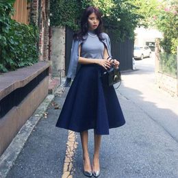 Skirts Fashionable Elegant Temperament High Waist Umbrella Skirt Elastic Comfortable Slim Fit Autumn And Winte Knee-Lengt