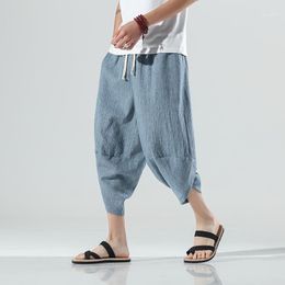 Men's Pants Joggers Man Black Cotton Comfortable Pant 2021 Summer Casual Streetwear Loose Trouser Calf-Length Male Sweatpants