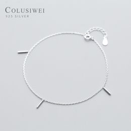 Colusiwei Minimalism Geometric Silver Anklets Women Fashion Stick Chain Bracelets for Leg Foot Jewellery Femme Accessories