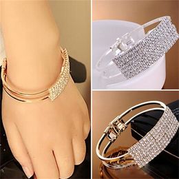 Fashion Crystal Cuff Bracelets for Women Gold Silver Plated Bracelet Rhinestone Open Bracelets & Bangles Holiday Jewellery Gift X0706