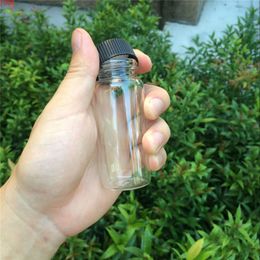 37*90*24mm 65ml Glass Bottles With Plastic Screw Cap Transparent Empty Gift Jars Black Lid 12pcs Free Shippingjars