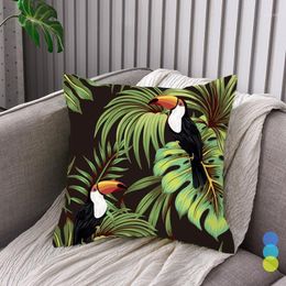 Cushion/Decorative Pillow Parrot Bird Blue Green Yellow Bed Cushion Cover Vintage Tropical Plant Floral Home Couch Decorative Case Sofa Car