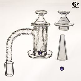 Smoking Accessories New quartz spinner banger set with deep carving pattern 1 glass terp pearl 1 carb cap 1 cone 821 822 SKGA1781SKGA1091SKGA1780