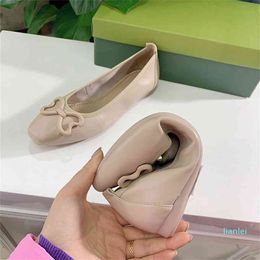 shoes slippers Spring and Autumn leisure flat shoess sheepskin soft dance shoe simple bow Elegant temperament Flats sandals
