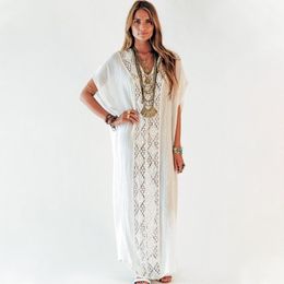 Arrivals Beach Cover up Cotton Embroidery Swimwear Ladies Vintage Pareo Kaftan Swimsuit Robe de Plage wear Q1158 210420