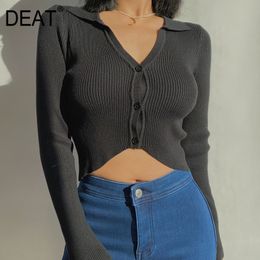 V-neck Collar Sexy Short Long Sleeve T-shirt Women Irregular Hem Design And Personalized Cardigan Spring GX588 210421