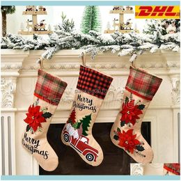 Festive Supplies Home & Garden Creative Santa Claus Socks Cartoon Cute Stockings Candy Gift Bag Tree Ornaments Party Christmas Decorations F