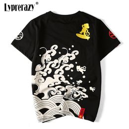 Loose Short Sleeve Unisex Women Femme T-Shirt Casual Men Harajuku Embroidery Sun Wukong Tops Tees