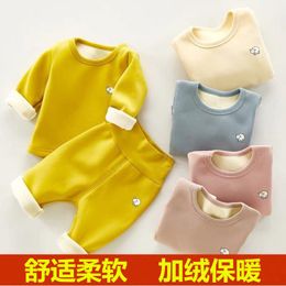 Boy's Autumn And Winter Clothes Plus Velvet Thickening Baby Children's Thermal Underwear Set Panties