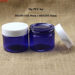 50pcs/Lot Promotion 50g Plastic Cream Jar Women Cosmetic 50ml Container Screw Cap Refillable Small Vial Packaginghood qty