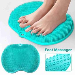 Bath Mats Lazy Shower Back Brush Silicone Exfoliating Scrub Mat Cleaning Massage Cushion Pad Foot