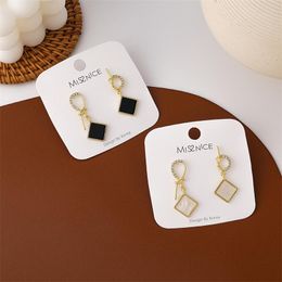 Dangle & Chandelier 2022 Korean Square Rhinestone Asymmetry Knot Earrings For Women Fashion Jewellery Geometric Rhombus Oorbellen Brincos