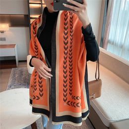 Imitation Cashmere women's scarf 5 Colours jacquard weave leaf pattern warm shawl Literary luxury design scarves long style