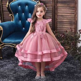 New Summer Flower Wedding Party Birthday Princess For Girls Tutu vestido Baby Kids Big Bow Elegant Dress 210317