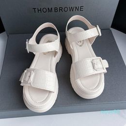 Dress Shoes White Platform Chunky Sandals Women 2021 Summer Casual Black Thick Sole Buckle Strap Designer Fashion Sports Sandels