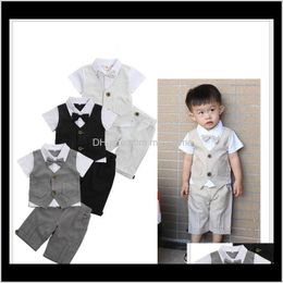 Baby Maternity Drop Delivery 2021 Summer Baby Boys Gentleman Style Clothing Sets Kids Short Sleeve Waistcoat Shirtshorts 2Pcs Set Children Su