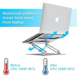 Adjustable Aluminium Laptop Stand Ergonomic Multi-Angle Desk Laptop Holder w/Heat-Vent for Notebook MacBook Dell HP More 10-17.3"