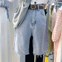 Summer Casual All Match Woman Jean Shorts Chic Pockets Design Woman Half Denim Trousers Age-reducing Pants 210514