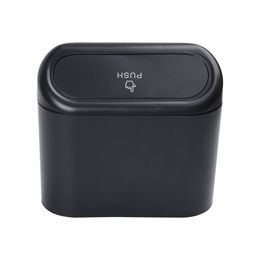 Car Trash Bin Hanging Vehicle Garbage Dust Case Storage Box Black Abs Square Pressing Type Trash Can Auto Interior Accessories For Tesla Model 3 Y X S