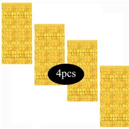 4pcs/lot Square Party Curtain Bachelorette Party Birthday Party Decorations Sequin Wedding Backdrop Decorations Wall Curtain 211216