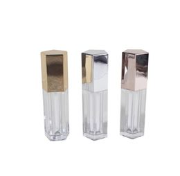 5ml Empty Five Angle Rhombus Lip Gloss cking Bottles Tube Cosmetic Clear Lipbalm Container Gold/Silver/Rose Gold Makeup Vilas