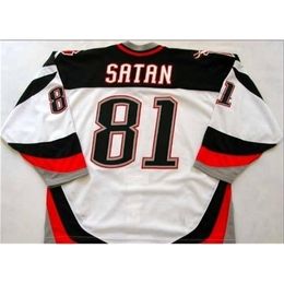 3740g Men Youth women Vintage #81 Miroslav Satan 2002-03 Game Worn Hockey Jersey Size S-5XL or custom any name number