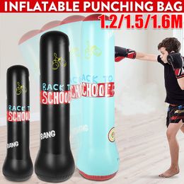 Inflatable Boxing Bag 1.6M Training Fitness PVC Thickening Pillar Tumbler Column Punching Sand Bags Standing Sandbag Home Sport Humanoid Pattern Kid Adult Thai Kick