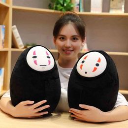 Funny Spirited Away Faceless Man No Face Plush Toys No Face Ghost Kaonashi Stuffed U Shape Pillow Creative Gift for Girls Kids Y211119