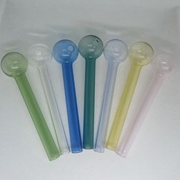 DHL Glass Oil Burner Pipe Smoking Accessories Colourful Ball OD 25mm Dry Herb Tobacco Handle Nails Burning Tube For Water Bong Banger