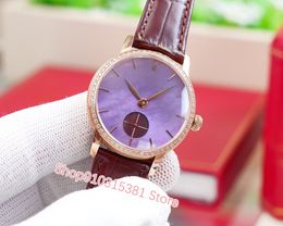 Natural Mother of pearl shell Watches Fashion Automatic Mechanical Sapphire watch Women real leather strap clock waterproof 33mm